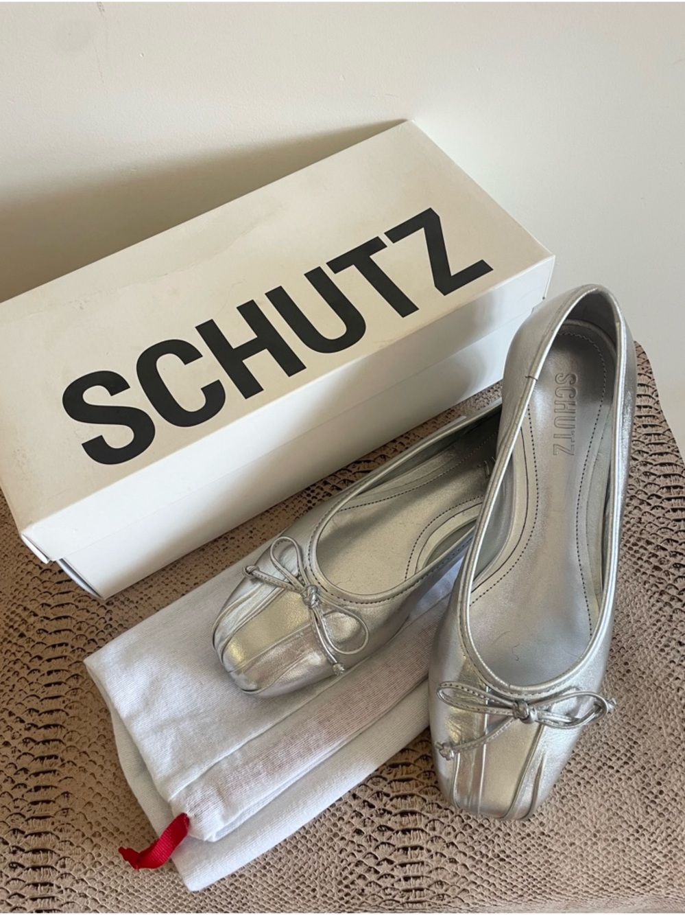 Silver ballet flats